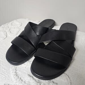 Vince Camuto Wylder Black Leather Slides Dress Sandals Mens Size 13 Quiet Luxury